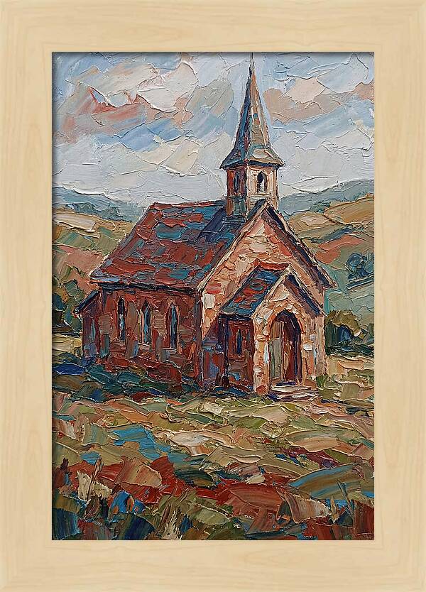 Rural Church In Palette Knife Style