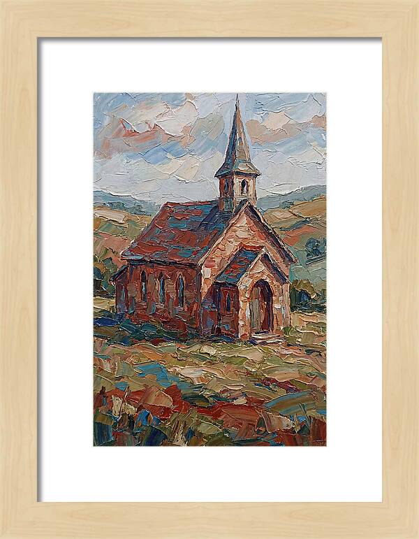Rural Church In Palette Knife Style