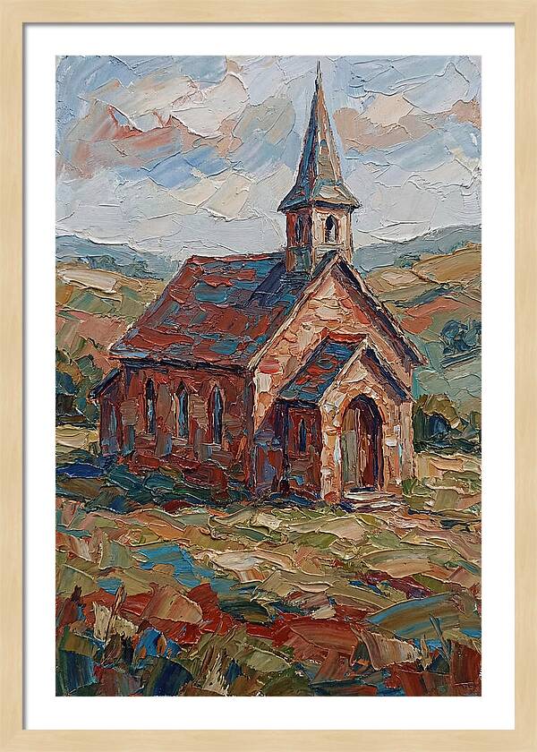 Rural Church In Palette Knife Style