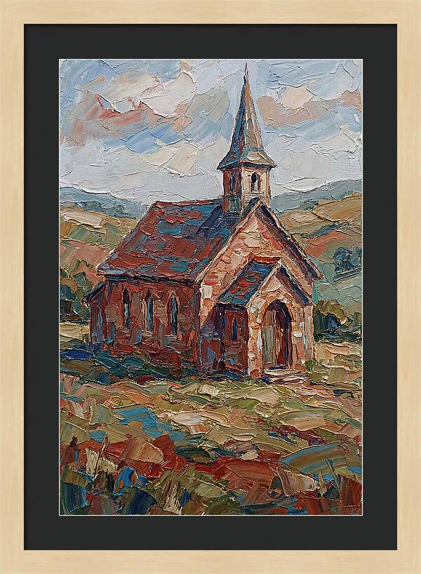 Rural Church In Palette Knife Style
