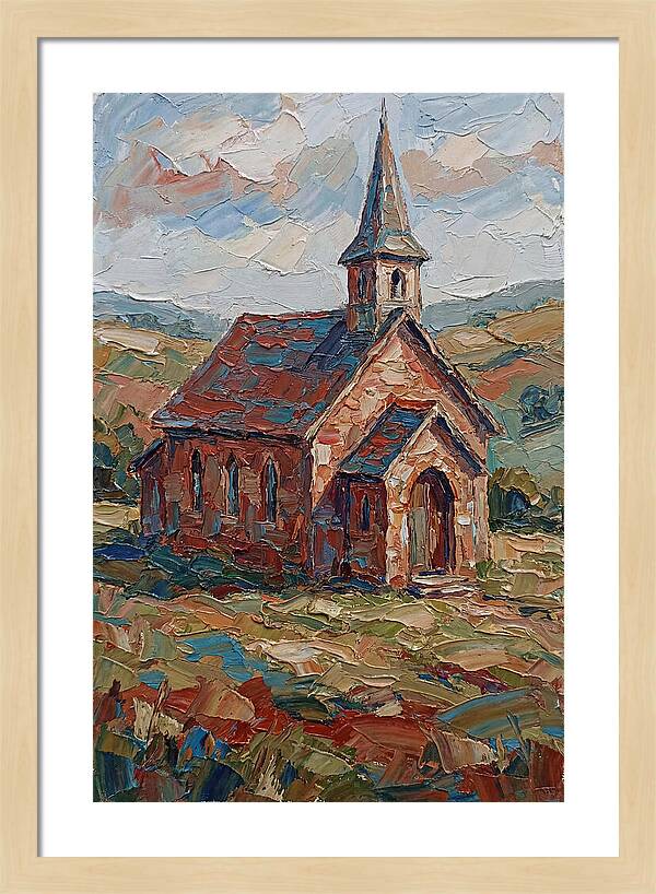 Rural Church In Palette Knife Style
