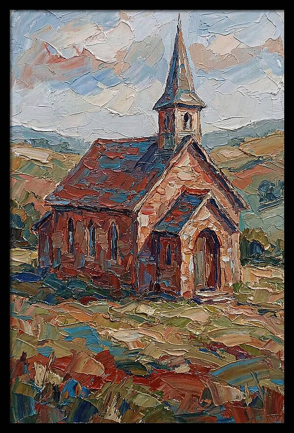Rural Church In Palette Knife Style