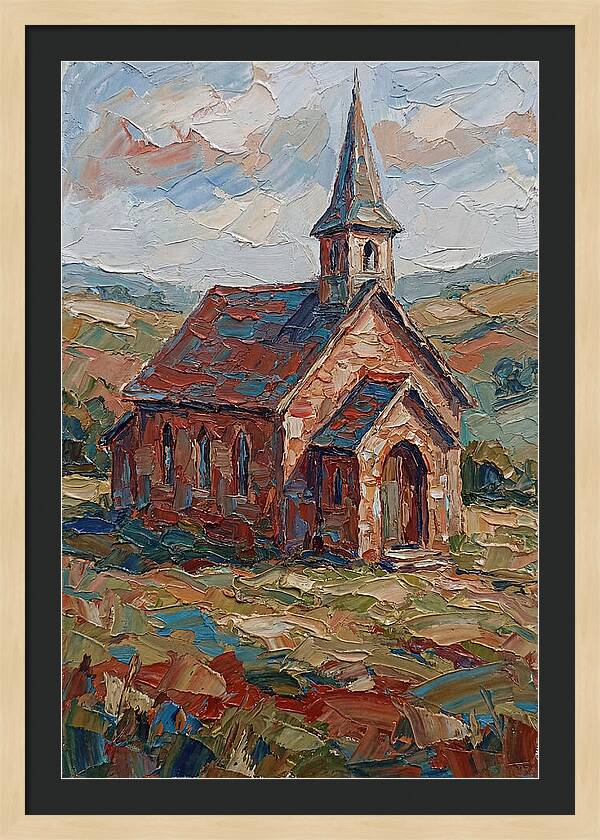 Rural Church In Palette Knife Style