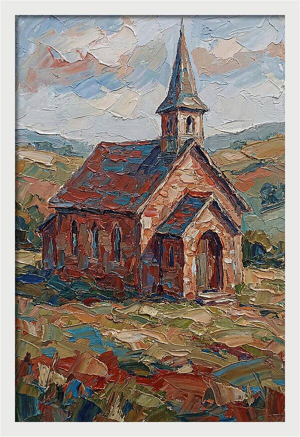 Rural Church In Palette Knife Style