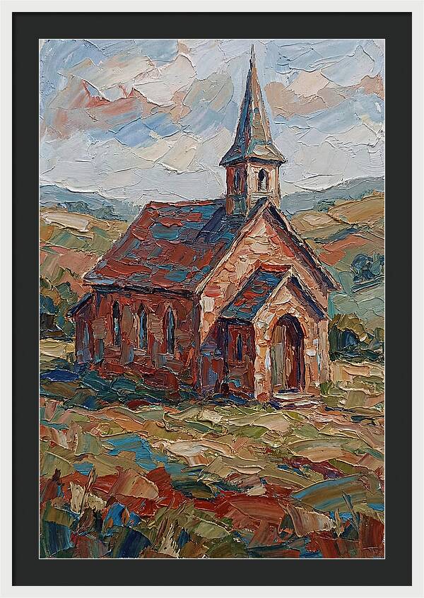 Rural Church In Palette Knife Style