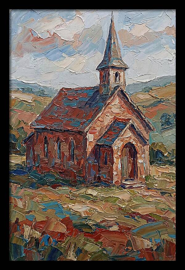 Rural Church In Palette Knife Style