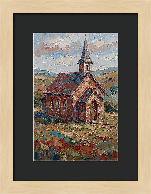 Rural Church In Palette Knife Style