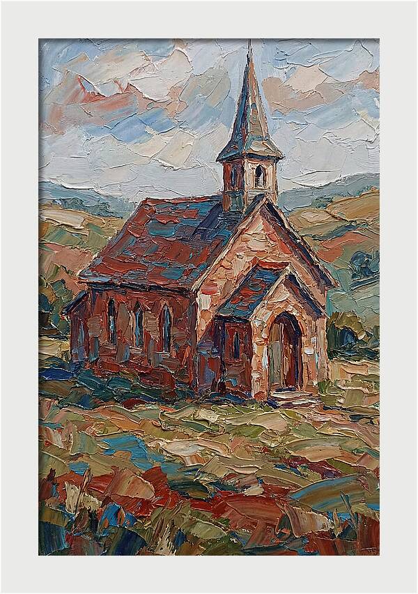 Rural Church In Palette Knife Style