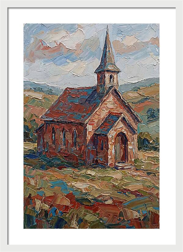 Rural Church In Palette Knife Style