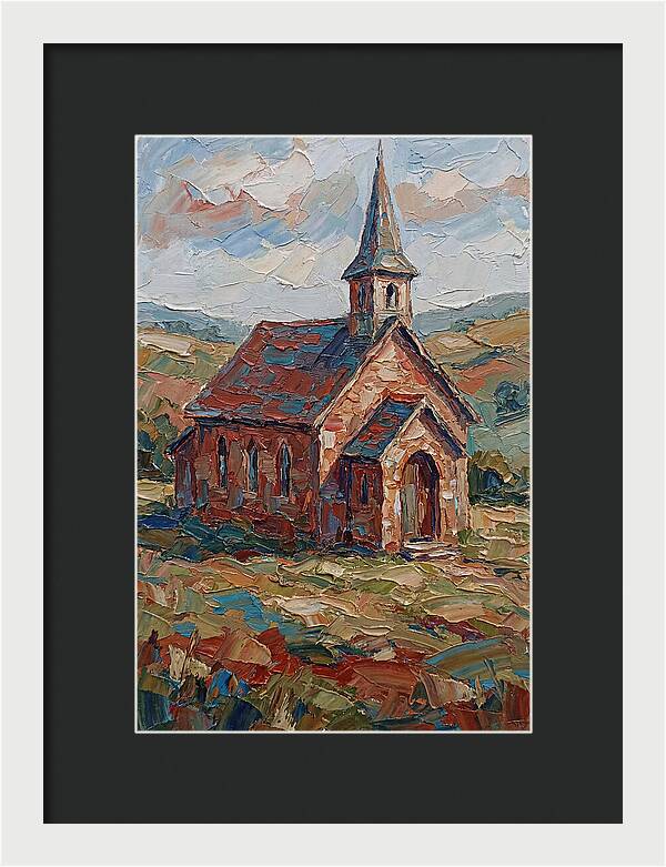 Rural Church In Palette Knife Style