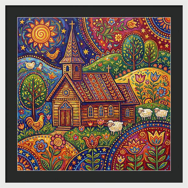 Rural Church In Vibrant Landscape