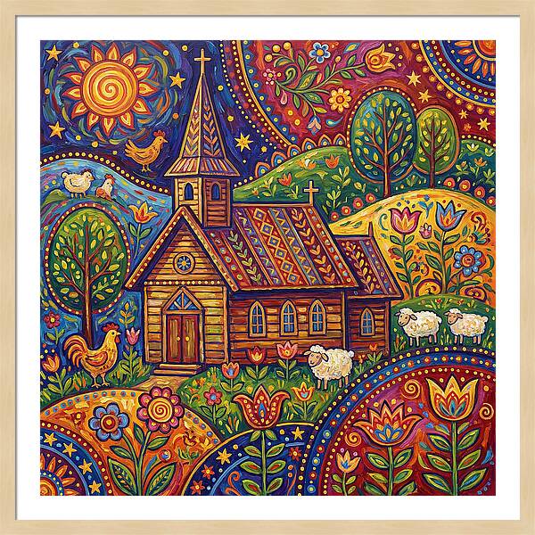 Rural Church In Vibrant Landscape
