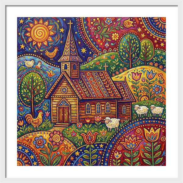 Rural Church In Vibrant Landscape