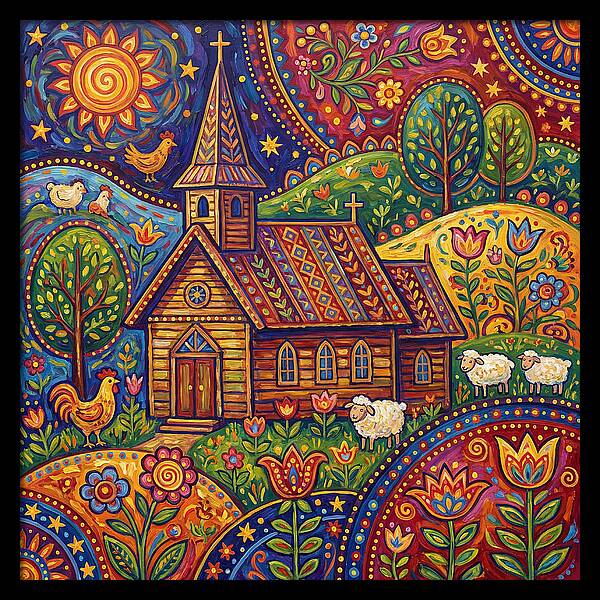 Rural Church In Vibrant Landscape