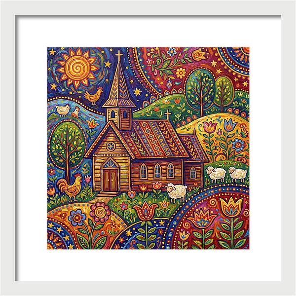 Rural Church In Vibrant Landscape