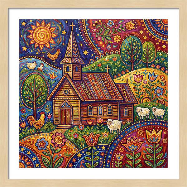 Rural Church In Vibrant Landscape