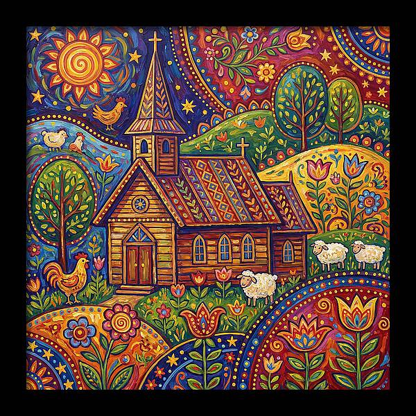 Rural Church In Vibrant Landscape