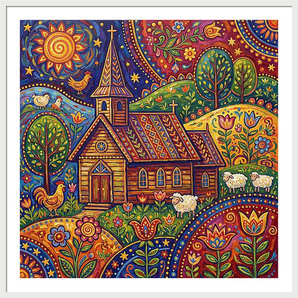 Rural Church In Vibrant Landscape