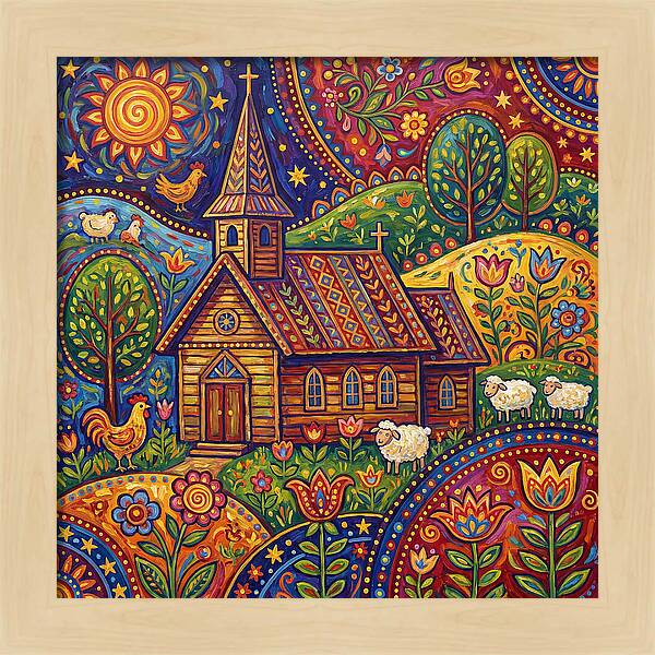 Rural Church In Vibrant Landscape