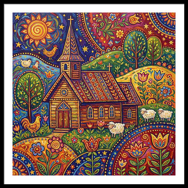 Rural Church In Vibrant Landscape