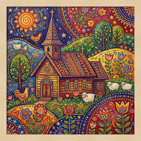 Rural Church In Vibrant Landscape