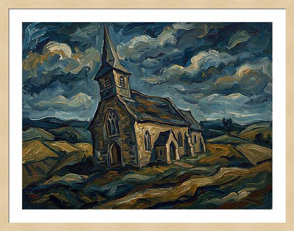 Rural Church Under Dramatic Skies