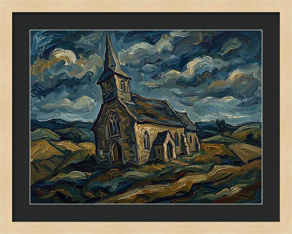 Rural Church Under Dramatic Skies