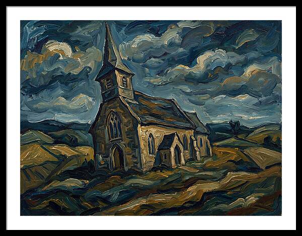 Rural Church Under Dramatic Skies