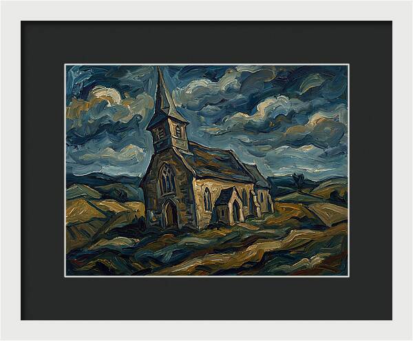 Rural Church Under Dramatic Skies
