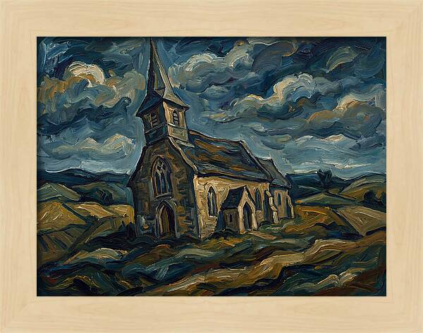 Rural Church Under Dramatic Skies