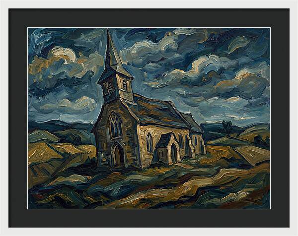 Rural Church Under Dramatic Skies