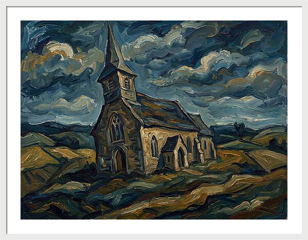 Rural Church Under Dramatic Skies