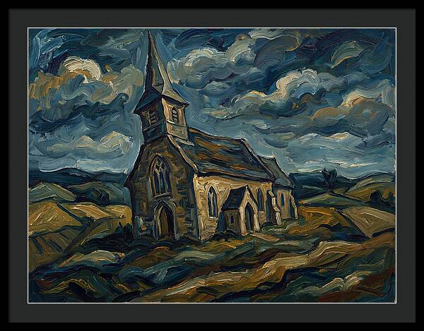 Rural Church Under Dramatic Skies