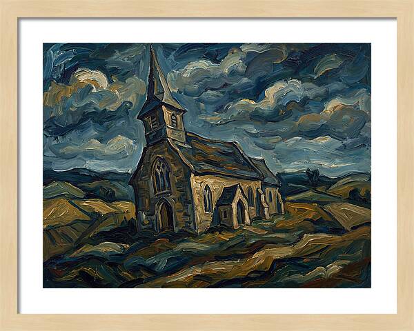 Rural Church Under Dramatic Skies