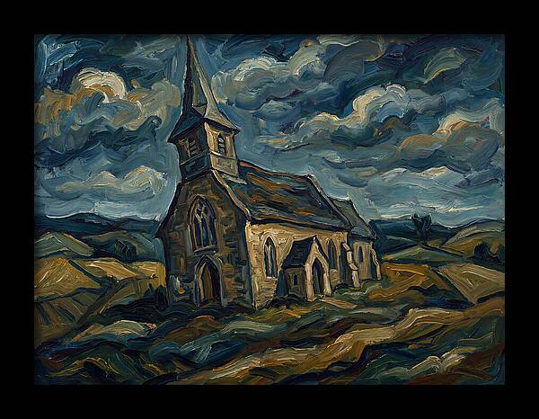 Rural Church Under Dramatic Skies