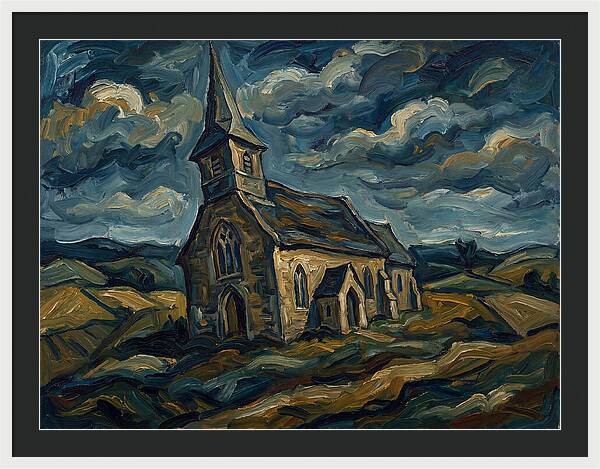 Rural Church Under Dramatic Skies
