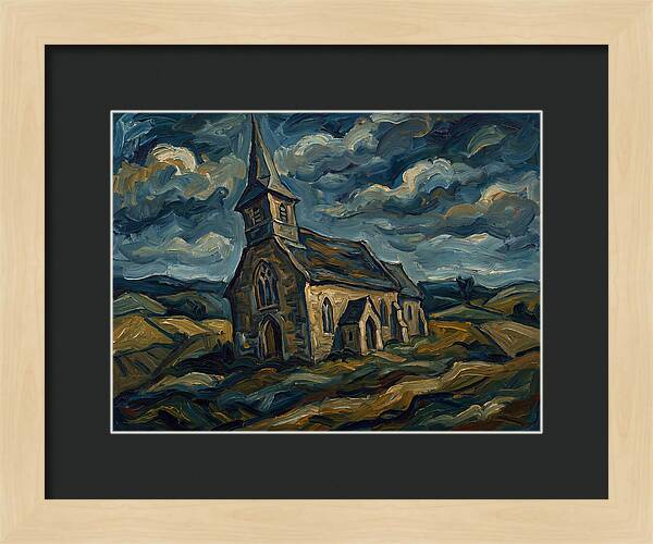 Rural Church Under Dramatic Skies