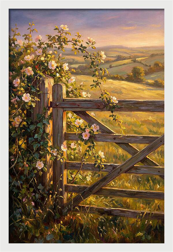 Rural Gate At Sunset