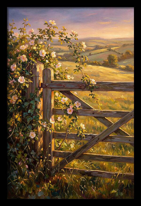 Rural Gate At Sunset