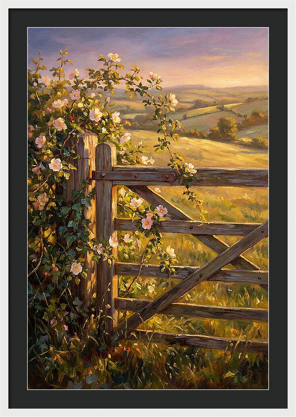 Rural Gate At Sunset