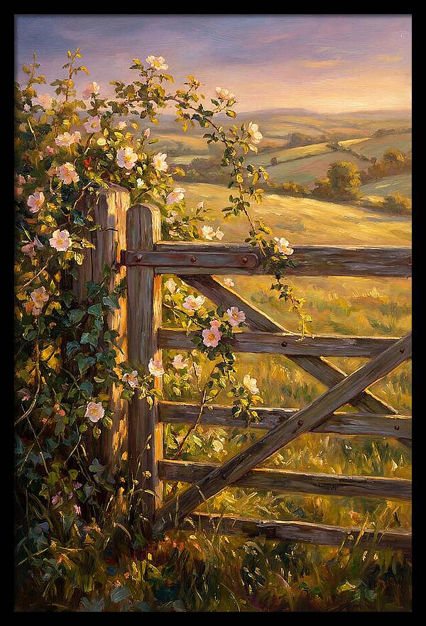 Rural Gate At Sunset
