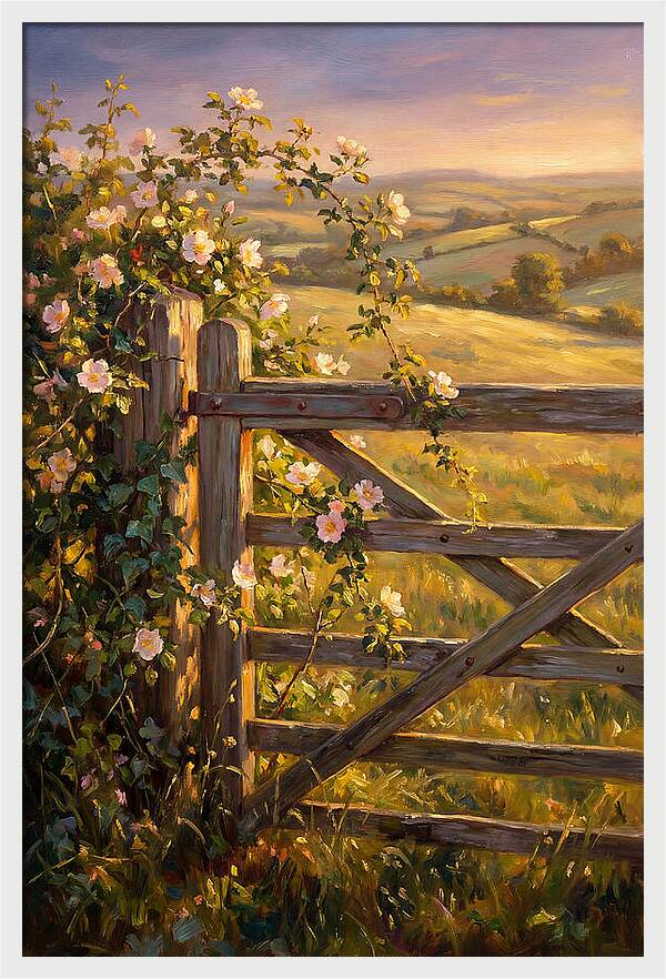 Rural Gate At Sunset