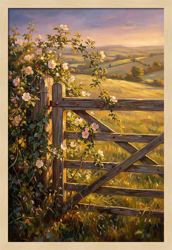 Rural Gate At Sunset