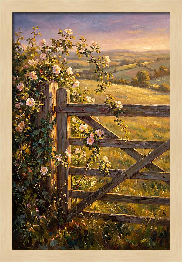 Rural Gate At Sunset
