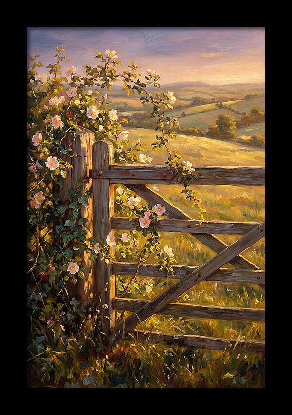 Rural Gate At Sunset
