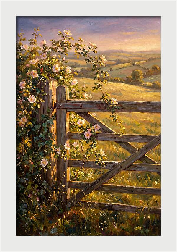 Rural Gate At Sunset