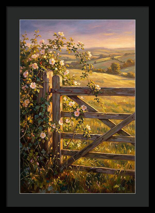 Rural Gate At Sunset