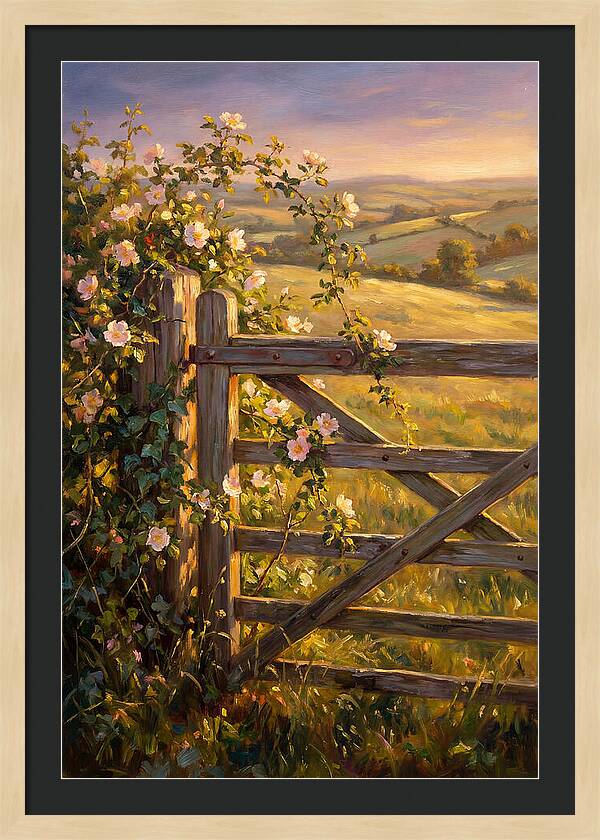 Rural Gate At Sunset