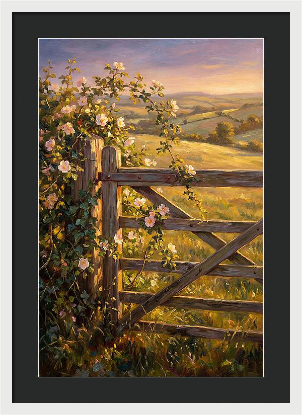 Rural Gate At Sunset