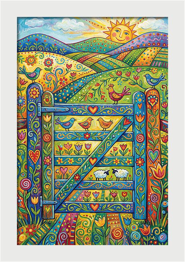 Rural Gate In Vibrant Landscape
